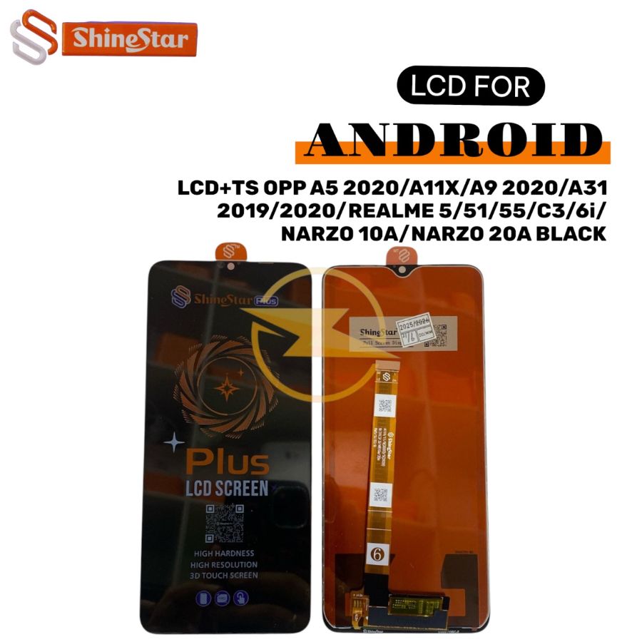 LCD+TS OPP A5 2020/A11X/A9 2020/A31 2019/2020/REALME 5/51/55/C3/6i/NARZO 10A/NARZO 20A BLACK *(Model Tipe Shine Star)*