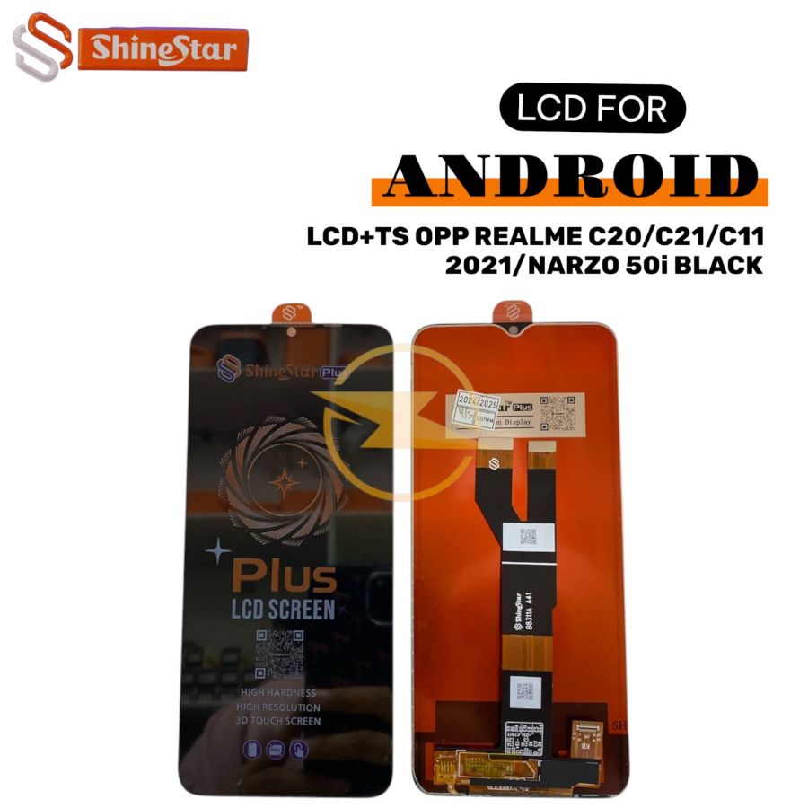 LCD+TS OPP REALME C20/C21/C11 2021/NARZO 50i BLACK *(Model Tipe Shine Star)*