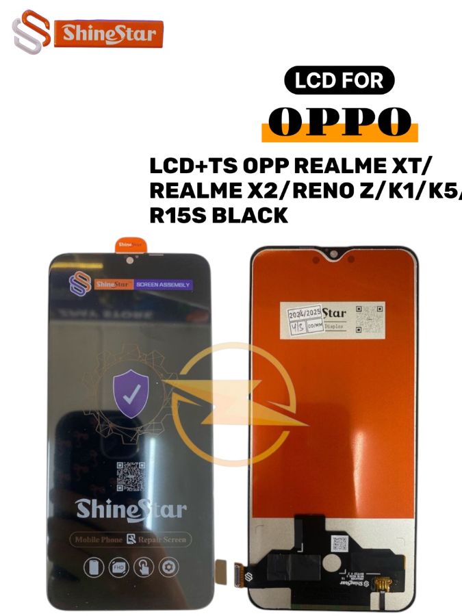 LCD+TS OPP REALME XT/REALME X2/RENO Z/K1/K5/R15S BLACK *(Model Tipe Shine Star)*