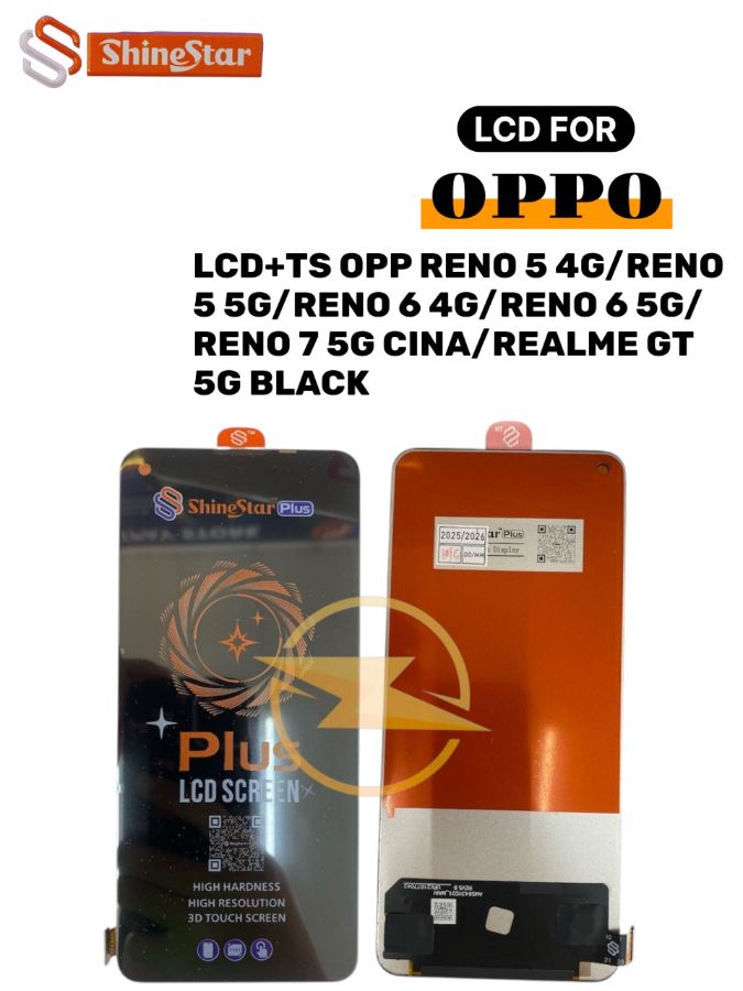 LCD+TS OPP RENO 5 4G/RENO 5 5G/RENO 6 4G/RENO 6 5G/RENO 7 5G CINA/REALME GT 5G BLACK *(Model Tipe Shine Star)*