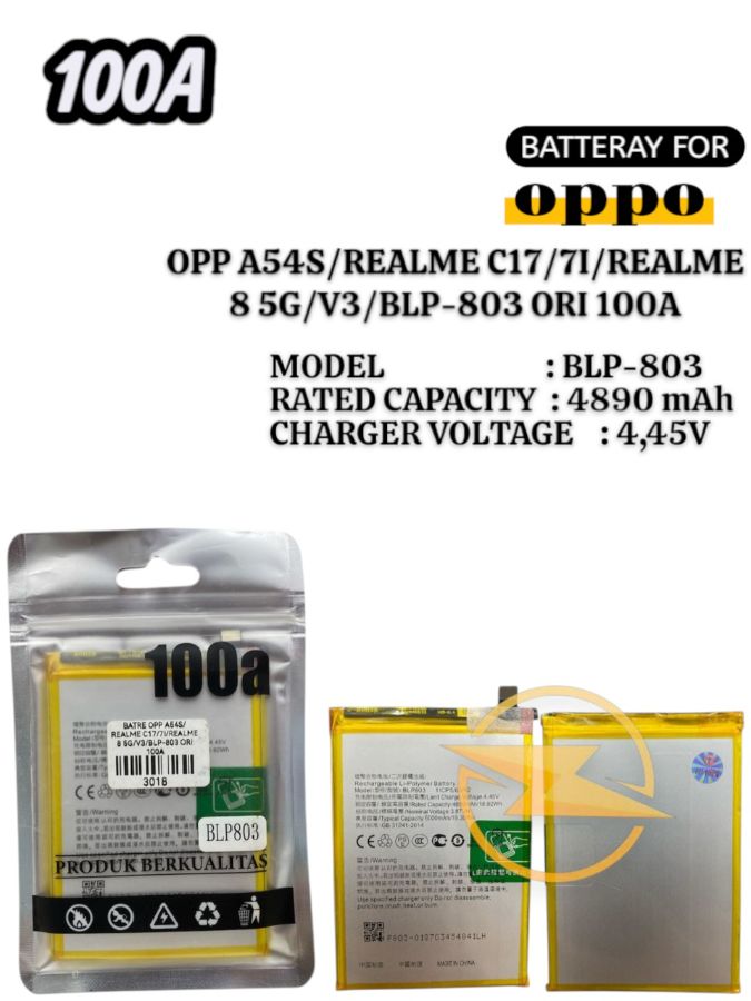 BATRE OPP A54S/REALME C17/7I/REALME 8 5G/V3/BLP-803 ORI 100A