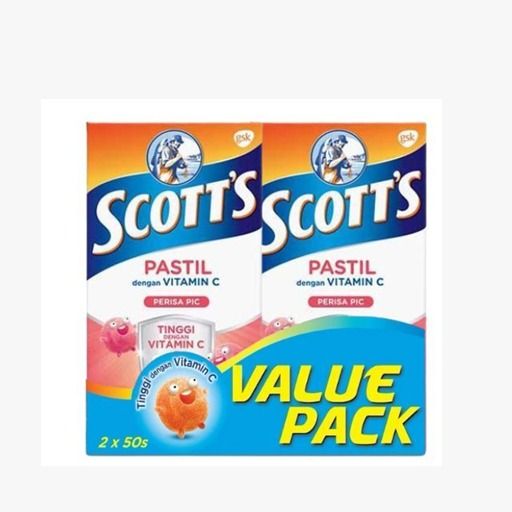 SCOTTS VIT C PEACH PASTILLE VALUE PACK (50 pieces x 2 Boxes)