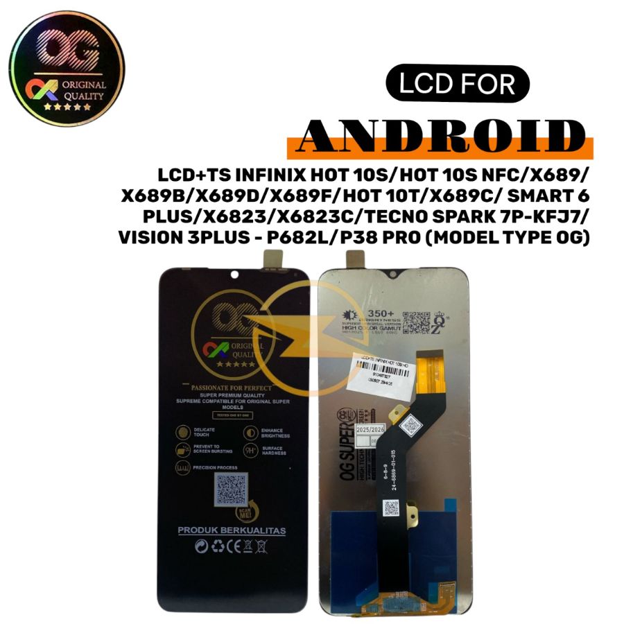 LCD+TS INFINIX HOT 10S/HOT 10S NFC/X689/X689B/X689D/X689F/HOT 10T/X689C/ SMART 6 PLUS/X6823/X6823C/TECNO SPARK 7P-KFJ7/VISION 3PLUS - P682L/P38 PRO (MODEL TYPE OG) *PAS*