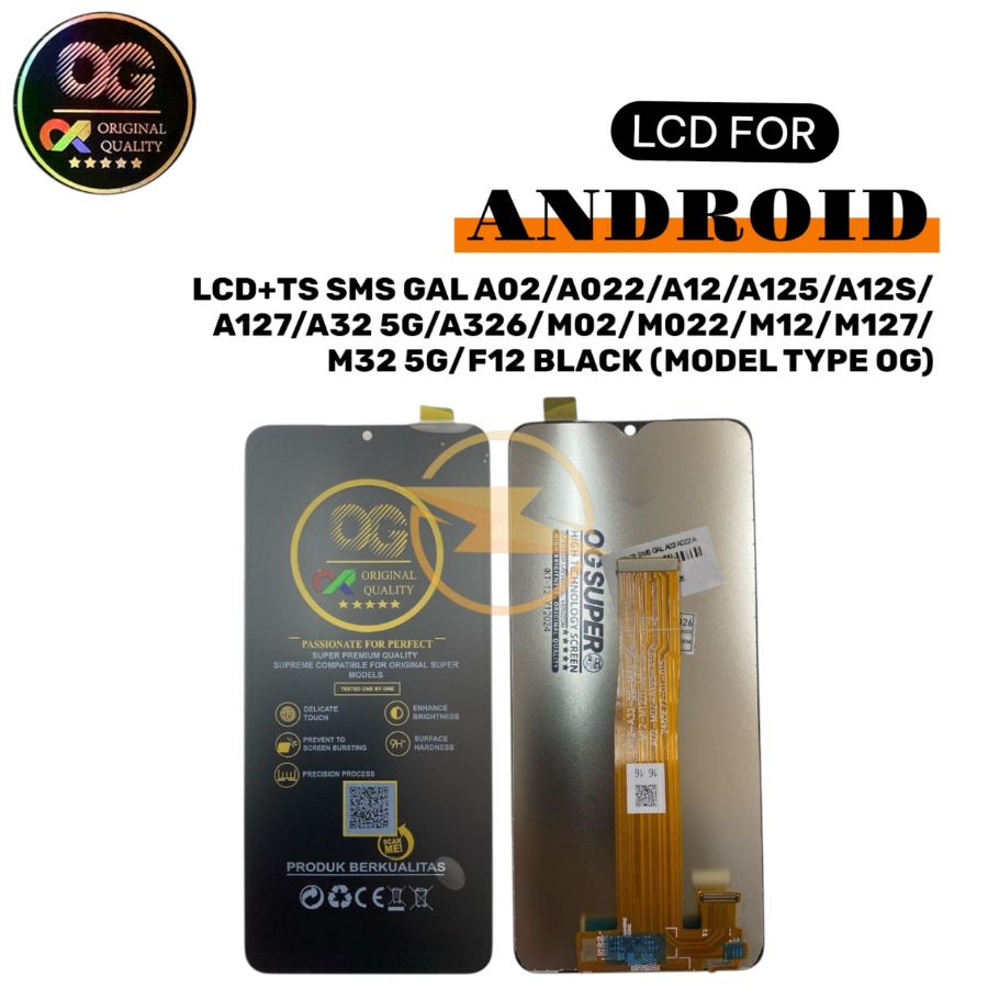 LCD+TS SMS (A02/A04S) A02/A022F/A04S/A047F/A12/A125F/A127F/A13 5G/A136B/A32 5G/A326B/M02/M022F/M12/M127F/M13/M136B/M32 5G/M326B/F12/F127 BLACK *(Model Tipe OG SUPER)*