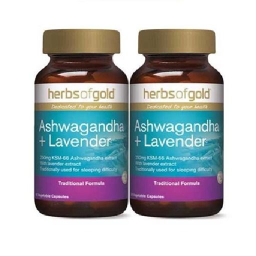 HERBS OF GOLD ASHWAGANDHA + LAVENDER VEGETABLE (60 CAPSULES X 2 Bottles)