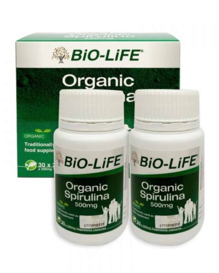BiO-LiFE ORGANIC SPIRULINA VEGETABLE ( 30 CAPSULES X 2 Bottles)