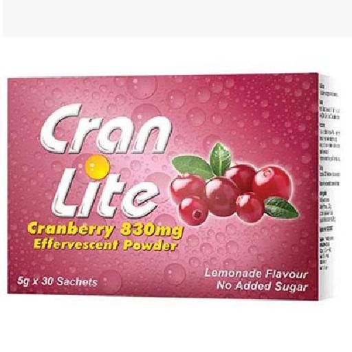 CRAN LITE CRANBERRY 830MG 5G (30 EFFERVESCENT POWDER SACHETS)