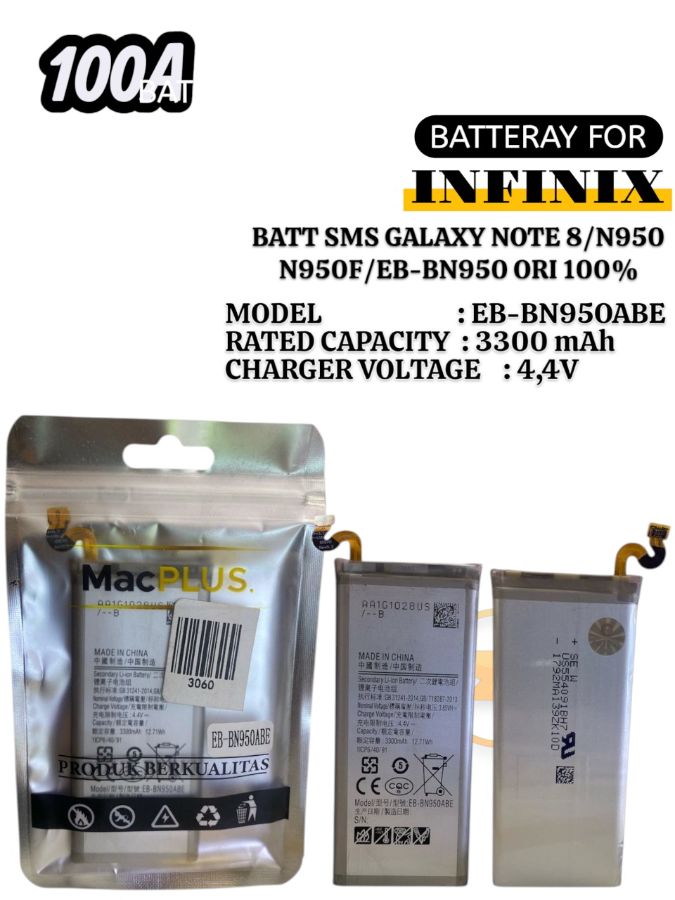   BATT SMS GALAXY NOTE 8/N950/N950F/EB-BN950 ORI 100% (MODEL TYPE MACPLUS)