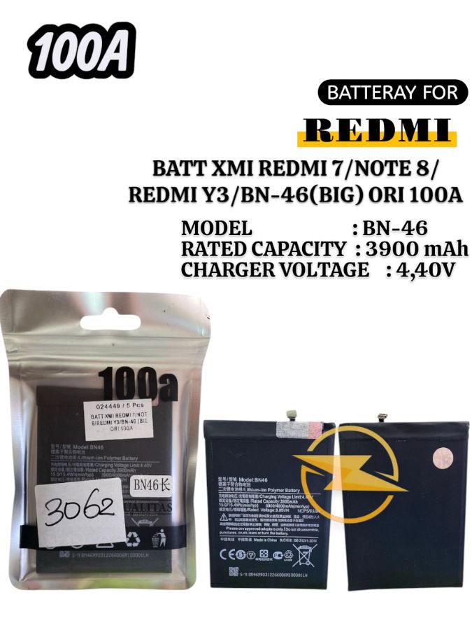 BATT XMI REDMI 7/NOTE 8/REDMI Y3/BN-46(BIG) ORI 100A