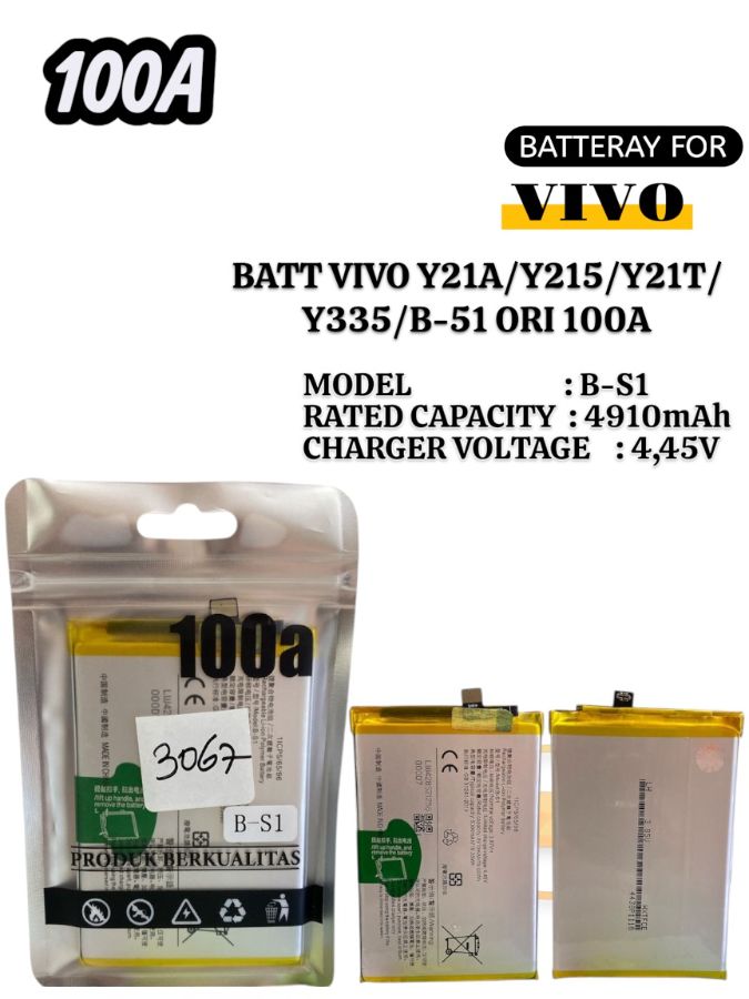 BATT VIVO Y21A/Y21S/Y21T/Y33S/B-S1 ORI 100A