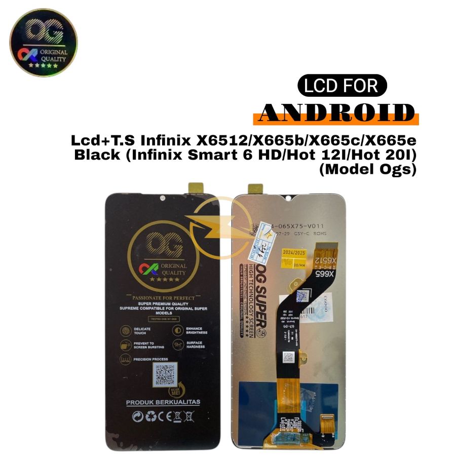 Lcd+T.S Infinix X6512/X665b/X665c/X665e Black  (Infinix Smart 6 HD/Hot 12I/Hot 20I)  (Model Ogs) 