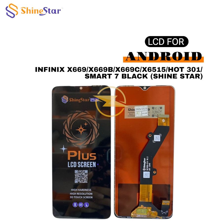 LCD+TS INFINIX (X6515) SMART 7/X6515/7 HD/X6516/7+/X6517/HOT 301/X669/TEL A60/A605-A662L/A70-A665L/P40-PG62L/P55 5G-P661N/523-5665L/SPARK GO 2023-BF7/10-KI5Q/SG-KI8/10C-KISK/BLADE A54 BLACK *(Shine)*