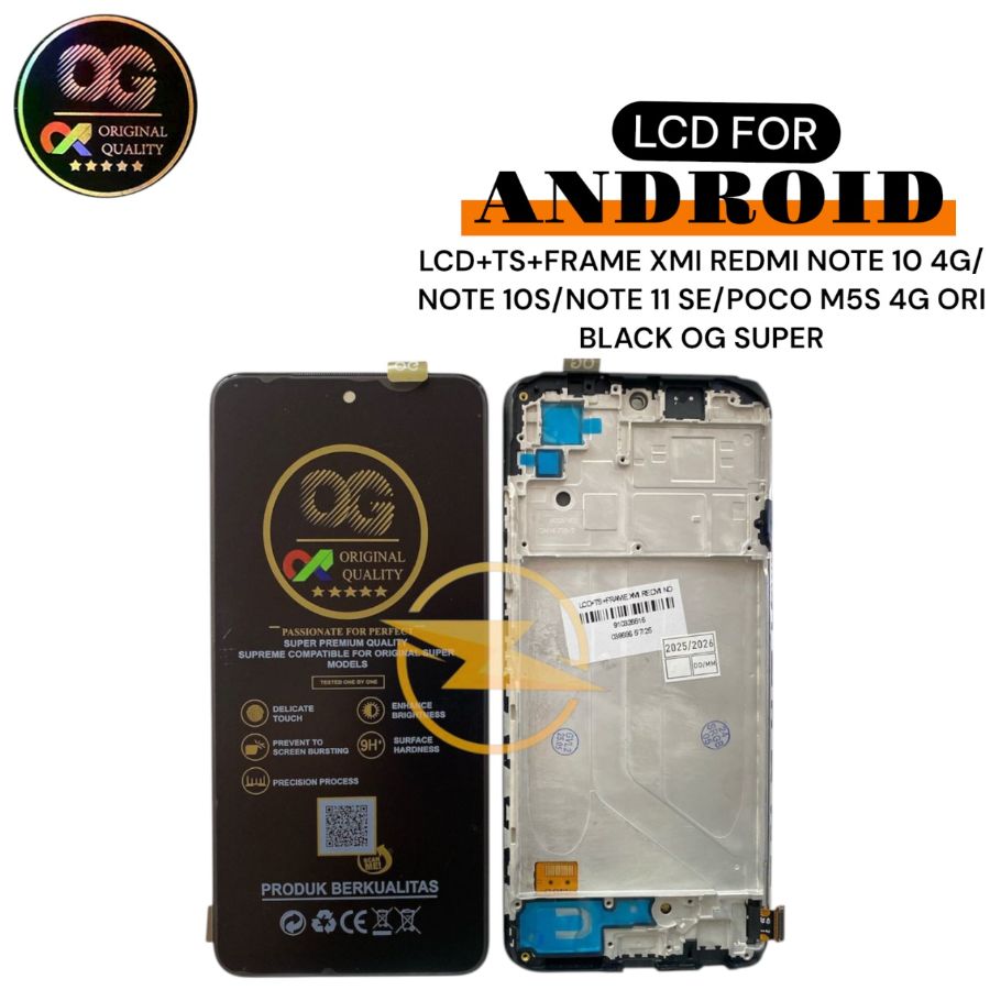 LCD+TS+FRAME XMI REDMI NOTE 10 4G/NOTE 10S/NOTE 11 SE/POCO M5S 4G ORI BLACK OG SUPER