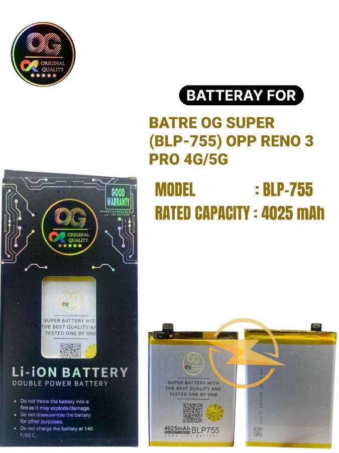 Batre og super (blp-755) opp reno 3 pro 4g/5g