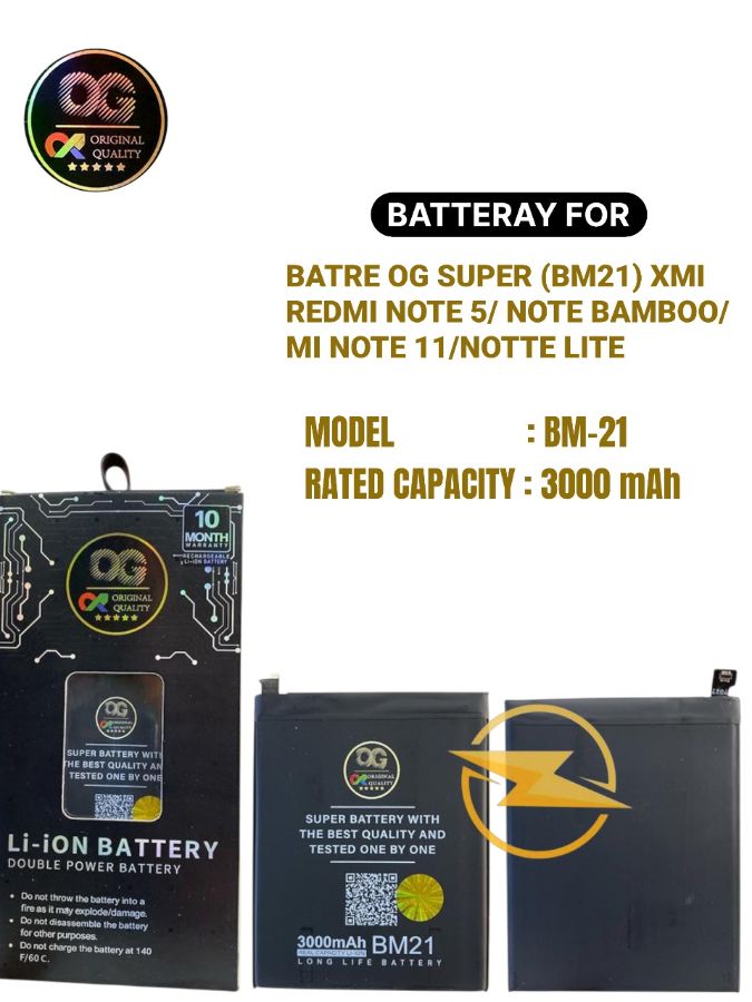 Batre og super (bm-21) xmi redmi note 5/note bamboo/mi note 11/note lte