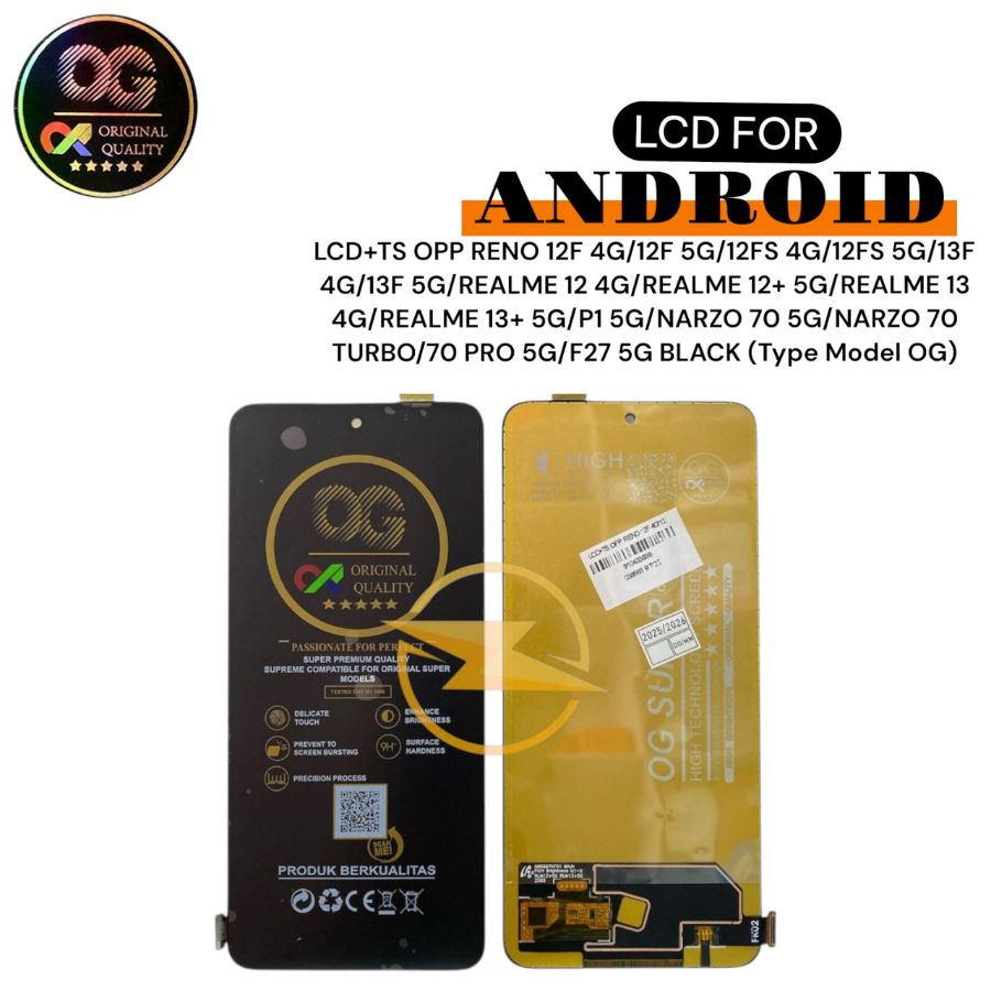 LCD+TS OPP RENO 12F 4G/12F 5G/12FS 4G/12FS 5G/13F 4G/13F 5G/REALME 12 4G/REALME 12+ 5G/REALME 13 4G/REALME 13+ 5G/P1 5G/NARZO 70 5G/NARZO 70 TURBO/70 PRO 5G/F27 5G BLACK (Type Model OG)