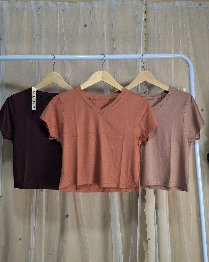 Kaos crop v neck