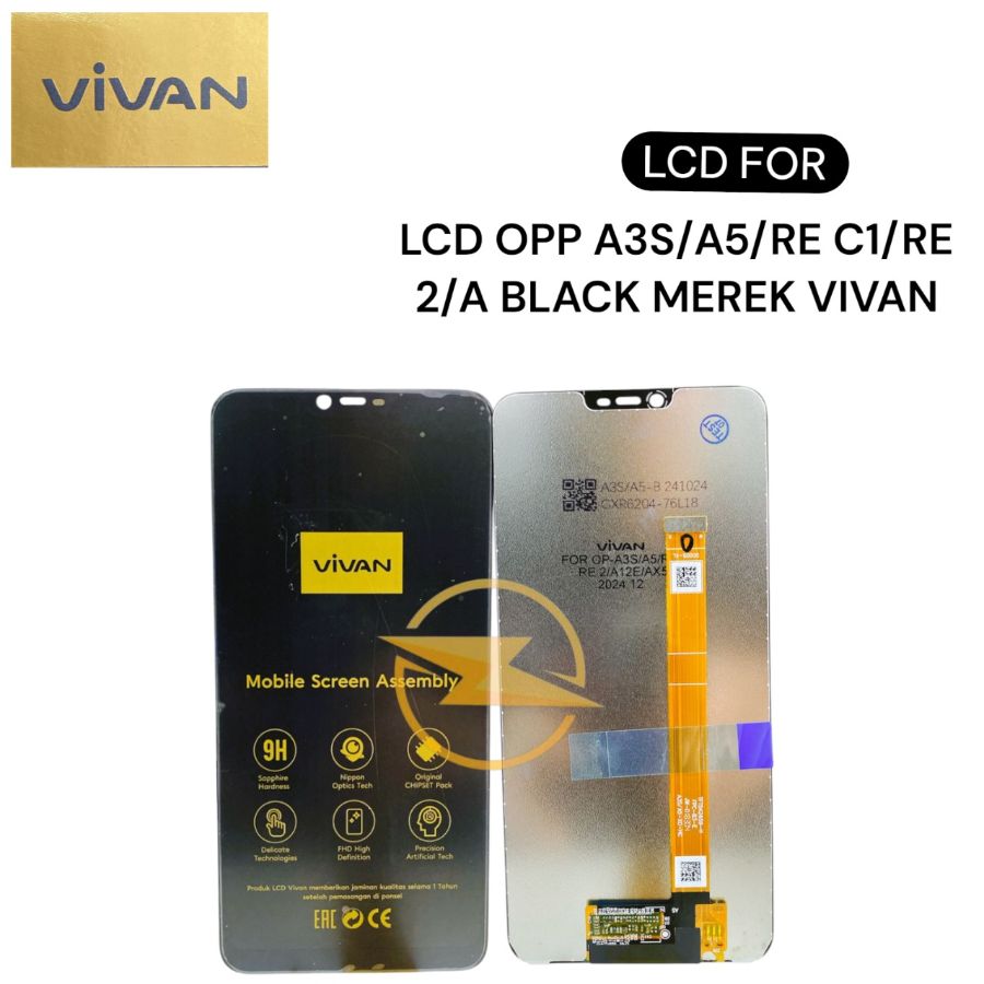 LCD OPP A3S/A5/RE C1/RE 2/A BLACK MEREK VIVAN  